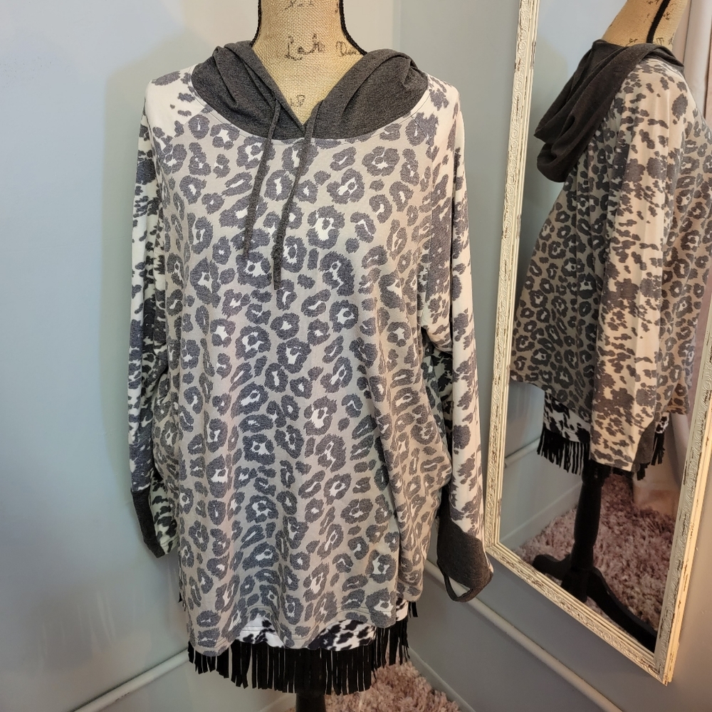 XXL Crazy Train Leopard & cow print hoodie